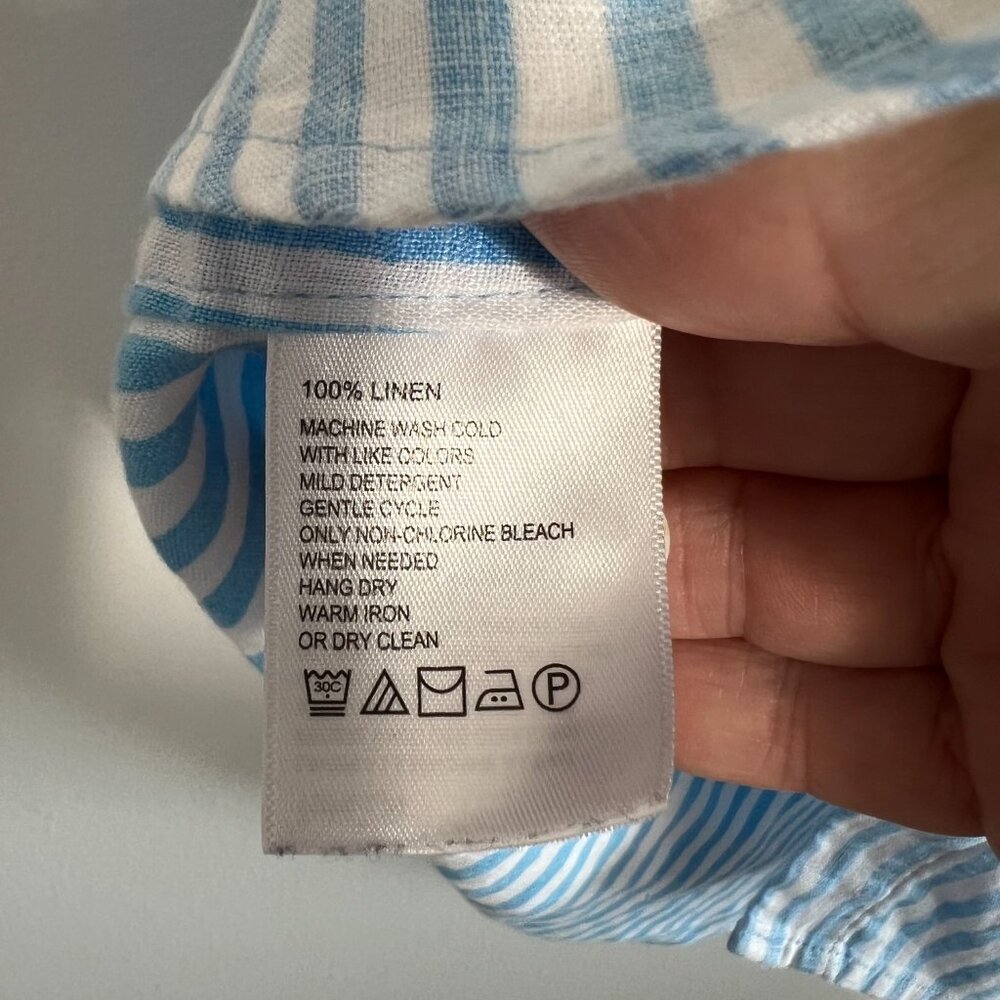 Tommy Bahama Women's Linen Sleeveless, Blue/white stripe, button down, Size SP - Picture 4 of 7
